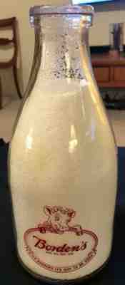 Vintage 1940s 1950s Half Gallon Elsie Borden’s Dairy ACL Round Milk Bottle