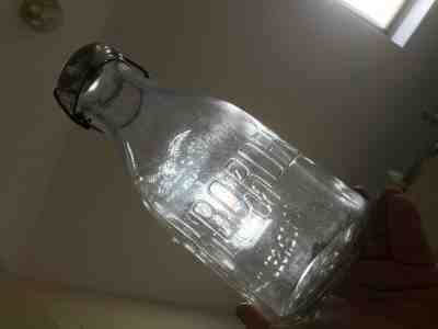 Blown Bottle Tin Top BORDEN'S MILK 1890s Embossed Eagle Large Size!!