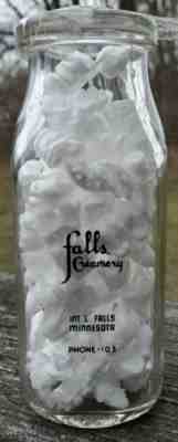 Falls Creamery International Falls MN Minnesota half pint 1/2 pt milk bottle