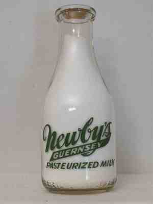 TRPQ Milk Bottle Roy Newby Newby's Guernsey Dairy Seymour IN JACKSON COUNTY BARN