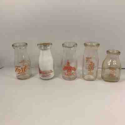 Collection of 5 Vintage Dairy Milk Bottles  WISCONSIN