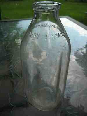 Vintage Glass Milk Bottle Dairy Container Corp Detroit MI 1 Quart