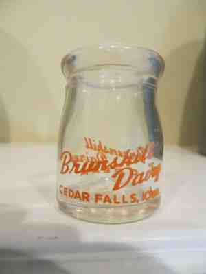 VINTAGE dairy milk creamer BRUNSKILL DAIRY CREAM CEDAR FALLS IOWA round ORANGE 