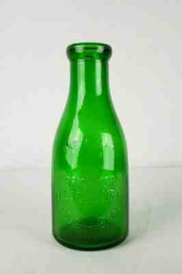 Emerald Green Treq Milk Bottle Brighton Place Dairy Rochester NY Reed