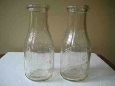 2 Michigan State College M.S.C. East Lansing Michigan Glass Milk Bottle One Pint