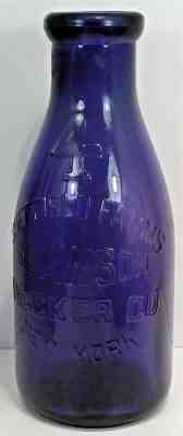 c1900 PURPLE QT. MILK BOTTLE - SHEFFIELD FARMS SLAWSON DECKER CO. NEW YORK