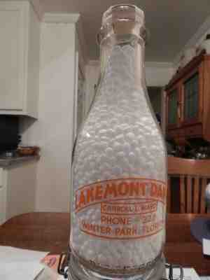   LAKEMONT DAIRY WINTER PARK FL   WARD MILK BOTTLE ORANGE PYRO QUART  RD