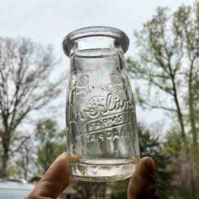 1/4 Pt Gill Milk Bottle Cloverland Farms Dairy Baltimore MD Maryland Permit 2