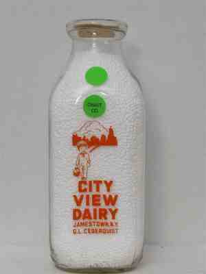 SSPQ Milk Bottle City View Dairy G L Cederquist Jamestown NY CHAUTAUQUA COUNTY