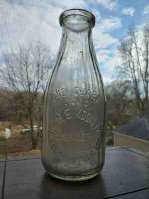 The HE Koontz Creamery Milk Bottle Westminster MD Maryland Antique Quart