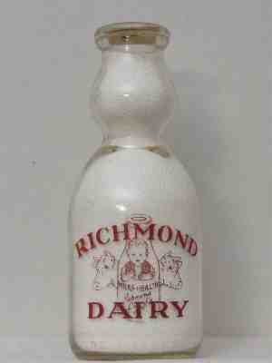 TRPQCT Milk Bottle Richmond Dairy Richmond VA CREAM TOP DOLLY MADISON ICE CREAM