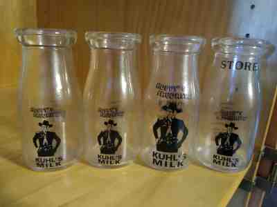 4 Hopalong Cassidy half pint cream or milk bottles collectible 5 1/2 in tall