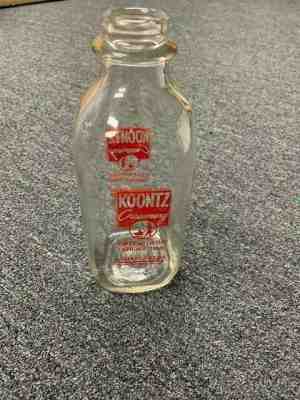 Koontz Vintage Glass Milk Bottle