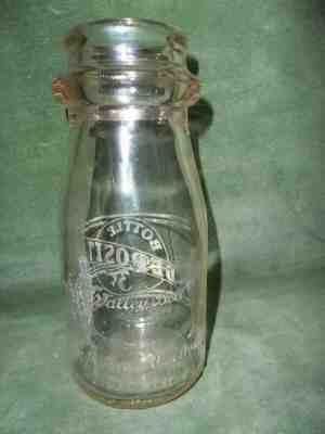 Vintage Valley Bell 1/2pt Square Milk Bottle with Slogan