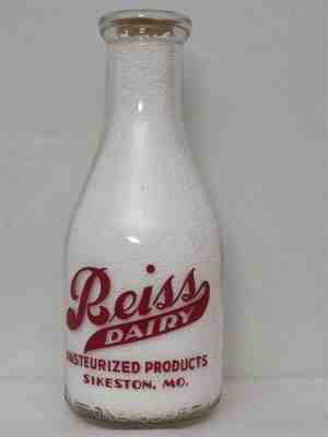 TRPQ Milk Bottle Reiss Dairy Farm Sikeston MO SCOTT CO RHYME Billy Joe Jenkins