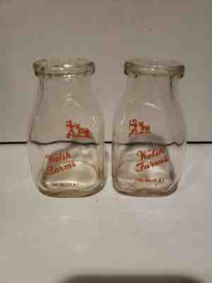 Welsh Farms - Half Pint Milk Bottles - Long Valley, NJ - Lot of 2