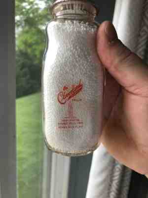 Half Pint CLOVERLAND FARMS DAIRY PERMIT 2 Baltimore MD Maryland Milk Bottle Pyro