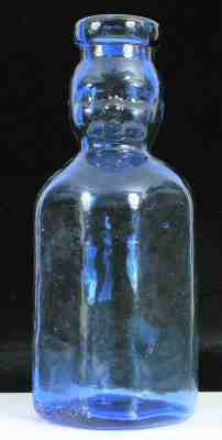VINTAGE VIBRANT COBALT BLUE BABYS HEAD QUART MILK BOTTLE BROOKFIELD DAIRY FARM !