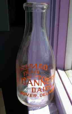 DANNER'S DAIRY,  DOVER, DELAWARE MILK BOTTLE , antique Del. 1934