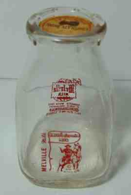 Vintage 1957 HOPALONG CASSIDY 1/2 PINT MELVILLE DAIRY MILK BOTTLE BURLINGTON NC