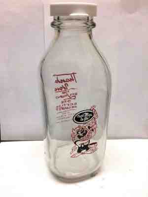 Vintage Square  Quart Milk Bottle -  Warner Brothers, Taz - & Bugs Bunny