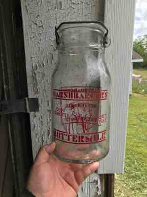 Large Vintage 1948 Harshbargers Buttermilk Jar Bottle Altoona PA dairy