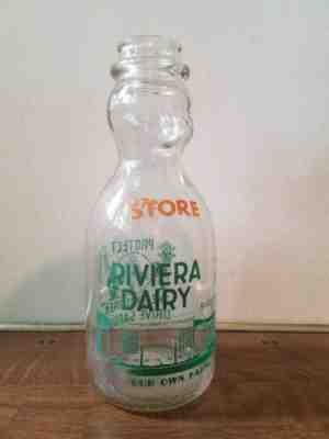 RARE HTF Riviera Dairy Baby Face Milk Store Bottle Santa Barbara California