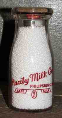 PURITY MILK CO PHILIPSBURG PA LITTLE BOY BLUE NURSERY RHYME HALF PINT BOTTLE