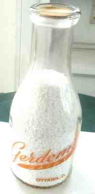 Gerdeman Dairy Quart Milk Bottle Ottawa Ohio W/Original Gerdeman Milk Cap