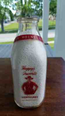 1950's Hopalong Cassidy Quart Milk Bottle Des Moines Northland Hoppy Cap