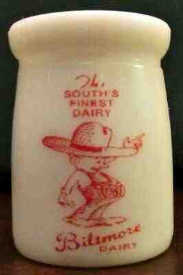 Milk Glass Creamer Bottle Super Rare Biltmore Dairy 3/4 oz 