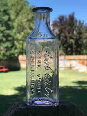 Rare c1904-1908 Drug Bottle Roberts Drug Store Goldfield, Esmeralda Co Nevada 