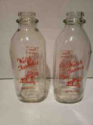 Welsh Farms - One Quart Square Milk Bottles - Long Valley, NJ - lot of 2