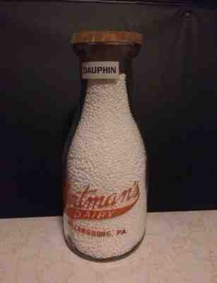 Vintage Hartman's Dairy 1947 pint with unused cap Millersburg PA 