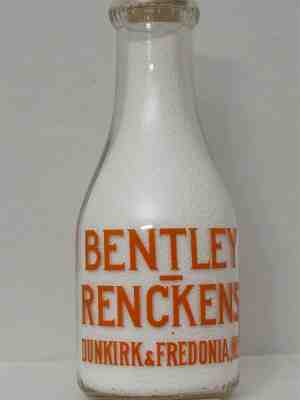 TRPQ Milk Bottle Bentley & Renckens Dairy Dunkirk Fredonia NY CHAUTAUQUA COUNTY