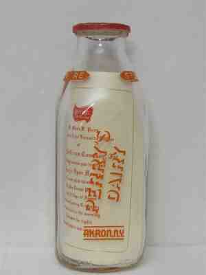 SSPQ Milk Bottle H Morton Perry Perry's Dairy Akron NY ERIE CO Perry's ICE CREAM