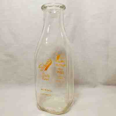 Vintage Milk Bottle Schwartz Dairy Chatham NJ Quart E66 Orange Square Pyro TSPQ