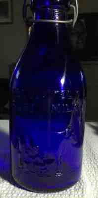 Vintage Thatchers Dairy Bottle One Quart Cobalt Blue Milk Bottle 1965