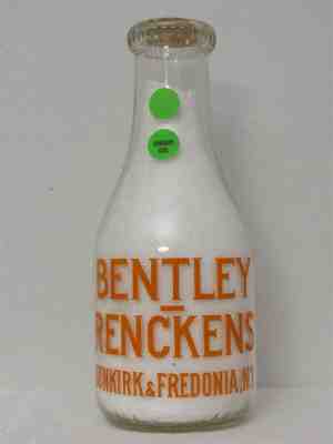 TRPQ Milk Bottle Bentley Renckens Dairy Dunkirk Fredonia NY CHAUTAUQUA COUNTY #2