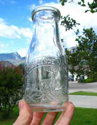 Pictorial CHALLENGE dairy MILK bottle w/ ELK MTNS TREES / SAN LUIS OBISPO CAL
