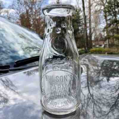 Pt Milk Bottle Wilson’s Farm Dairy Cumberland MD Maryland Scarce Allegany County