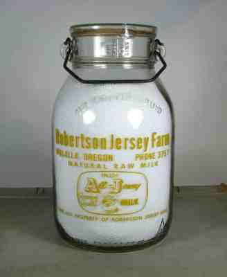 HUGE GALLON! PYRO old MOLALLA, OREGON OR / ROBERTSON JERSEY FARM milk bottle