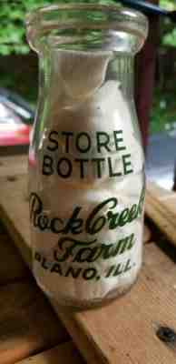 Rock Creek Farm Store Bottle Plano, Illinois Half Pint Green ACL