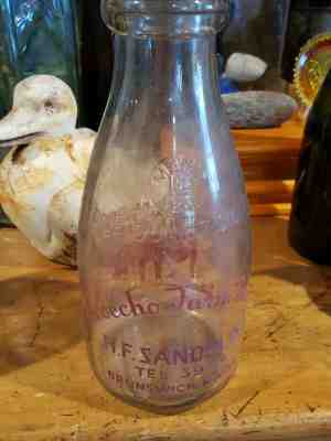 Vintage Milk Bottle One Quart Sandelin Brunswick Maine Two Echo Farm red