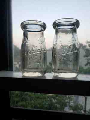 1/4 Pt Gill Milk Bottle Cloverland Farms Dairy Baltimore MD Maryland LOT OF 2