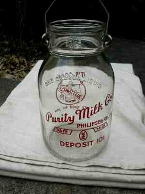 Early one gallon Purity Dairy Company Philipsburg Pa milk bottle, buttermilk jug