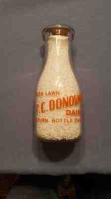 Milk Bottle Delaware Del De Lewes Rehobeth T C Donovan Green Lawn Dairy Pint