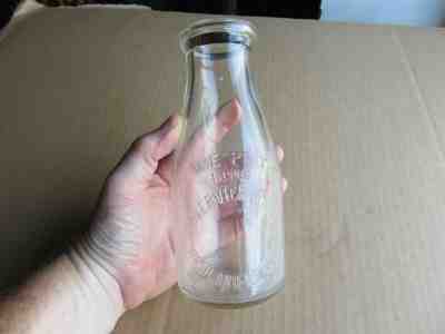 Vintage Riverview Dairy One Pint Embossed Milk Bottle Norfolk VA Virginia