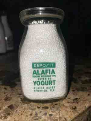 Alafia Dairy Pyro Florida Half Pint Yogurt Bottle Riverview, FLA.