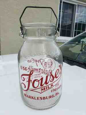 Early wide mouth gallon Fouse`s Milk Marklesburg Pa. milk bottle, buttermilk jug